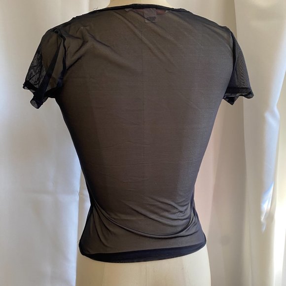 Victoria's Secret Lace Lined V-Neck Sheer Tee, Small - Picture 5 of 8